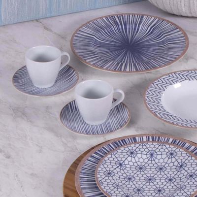 Kit 6 Xícaras com Pires de Expresso Tramontina Abstratta em Porcelana Decorada 95ml Cozinha Servir