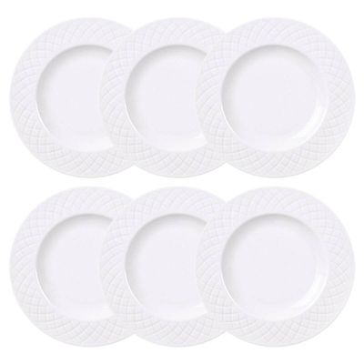 Jogo 6 Pratos para Sobremesa Porcelana Branca 21cm Tramontina Mesa Posta Sobremesa Doces Ingrid