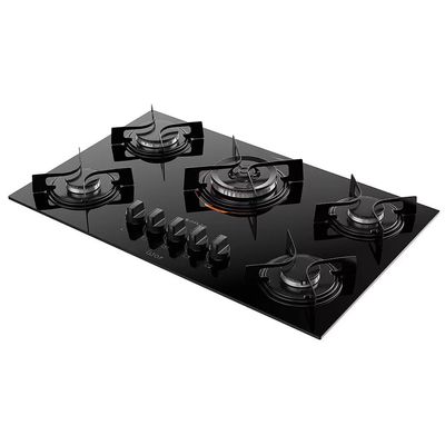 Cooktop a Gás Atlas U Top 5 Bocas Tripla Chama Mesa de Vidro Preto