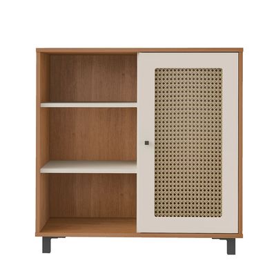 Buffet Artely Móveis Charlote 80x80cm 1 Porta Reversível 3 Nichos Cinamomo/Off White