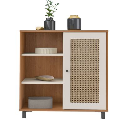 Buffet Artely Móveis Charlote 80x80cm 1 Porta Reversível 3 Nichos Cinamomo/Off White
