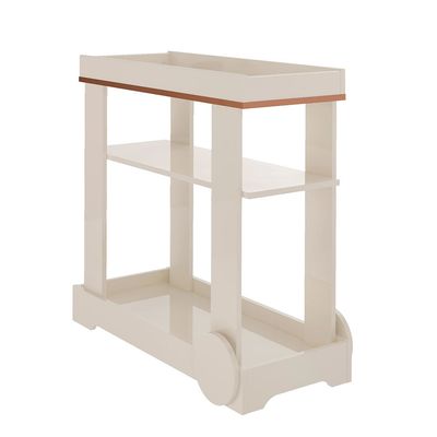 Carrinho Bar 1 Prateleira Rodízios Funcionais MDF Artely Móveis Off White