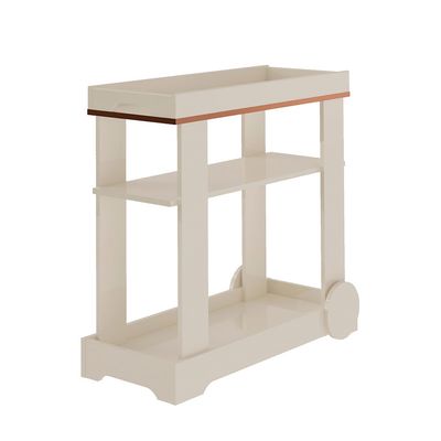 Carrinho Bar 1 Prateleira Rodízios Funcionais MDF Artely Móveis Off White