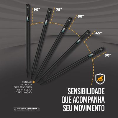Caneta Touch Capacitiva com Visor - Palm Rejection - Dual Shock - Preta - Gshield
