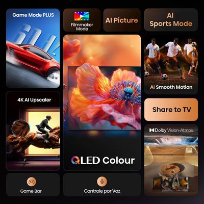 Smart TV 65 4K UHD QLED 65Q6QV 65Q6QV HDR10 Dolby Atmos Vidaa U9 Hisense Preto / Bivolt