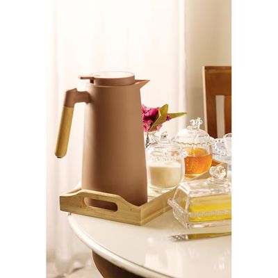 Garrafa Térmica Tap 1L com Termômetro Digital Cabo de Madeira Nude Lyor Rosa