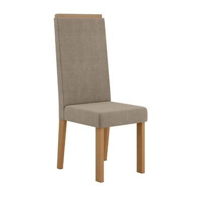 Conjunto de Mesa Sonetto 160cm Isa 6 Cadeiras Tampo de Vidro Veludo Estofado Design Moderno Sofisticado Bege