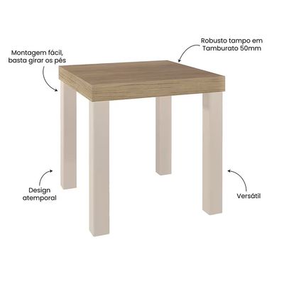 Mesa de Apoio Up Quadrada Artely Carvalho com Off White