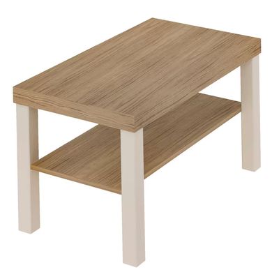 Mesa de Centro Up Retangular Artely Carvalho com Off White
