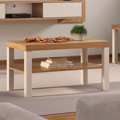 Mesa de Centro Up Retangular Artely Carvalho com Off White