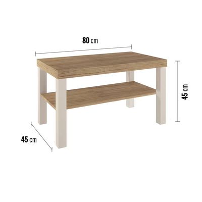 Mesa de Centro Up Retangular Artely Carvalho com Off White