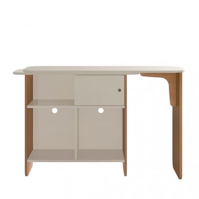 Escrivaninha Artely Nomad Tampo Rotativo Porta de Correr 4 Nichos Cinamomo/Off White