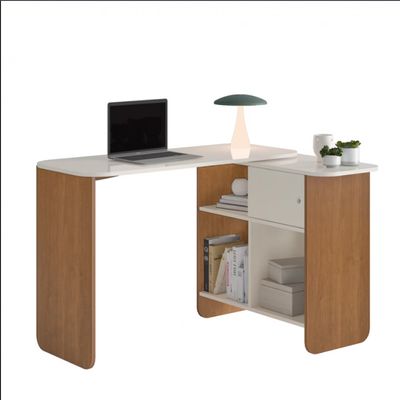 Escrivaninha Artely Nomad Tampo Rotativo Porta de Correr 4 Nichos Cinamomo/Off White