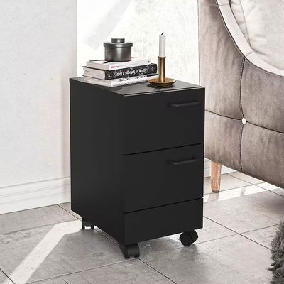 Gaveteiro Osaka 2 Gavetas com Rodízios 51cm Compacto Vertical MDP Politorno Preto