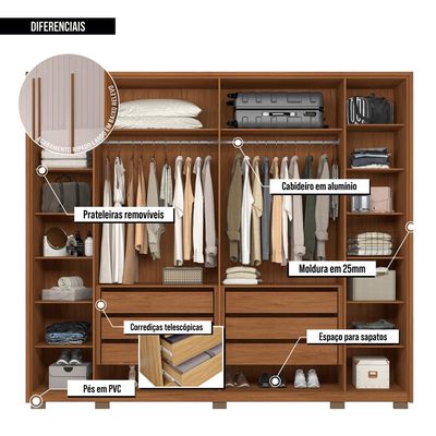 Guarda Roupa Casal 6 Portas 6 Gavetas Espartacus Marrom
