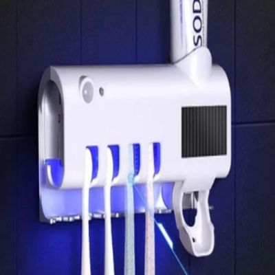 Suporte Escova Dente Com Esterealizador Dispenser Automatico Pasta Higienizador Uv