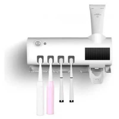 Suporte Escova Dente Com Esterealizador Dispenser Automatico Pasta Higienizador Uv