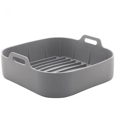 Forma Quadrada De Silicone Para Air Fryer Cinza 16x5,5cm Cozinha Reutilizável