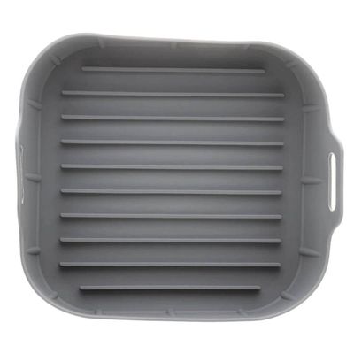 Forma Quadrada De Silicone Para Air Fryer Cinza 16x5,5cm Cozinha Reutilizável