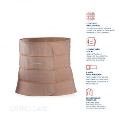 Faixa Abdominal 4 Painéis Ortho Care Dellamed G / Bege