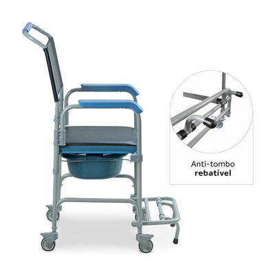 Cadeira de Banho Higiênica Desmontável até 150 Kg Assento 43 cm D50 Dellamed Azul