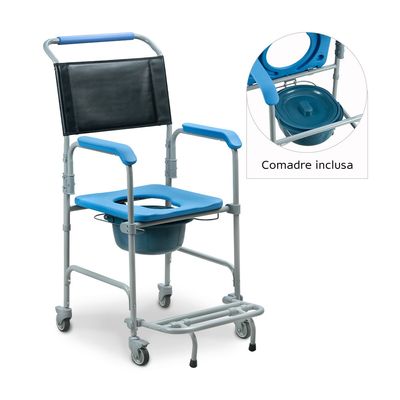 Cadeira de Banho Higiênica Desmontável até 150 Kg Assento 43 cm D50 Dellamed Azul