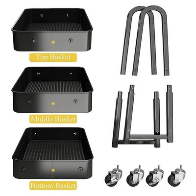 Carrinho Multiuso Brinquedos Sala Organizador Cozinha Manicure 3 Prateleiras Auxiliar Aço