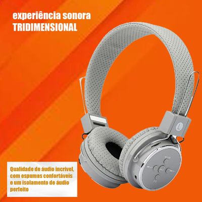 Fone Ouvido B05 Headphone Radio Fm  Bluetooth Sem Fio Cinza
