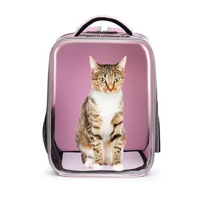 Bolsa Mochila Visor Transparente Pet Estilo Astronauta Cao Gato Viagem Ventilada Portatil Rosa