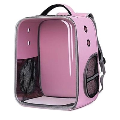 Bolsa Mochila Visor Transparente Pet Estilo Astronauta Cao Gato Viagem Ventilada Portatil Rosa