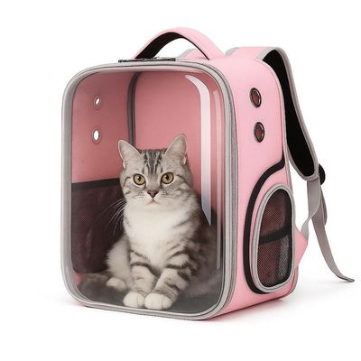 Bolsa Mochila Visor Transparente Pet Estilo Astronauta Cao Gato Viagem Ventilada Portatil Rosa