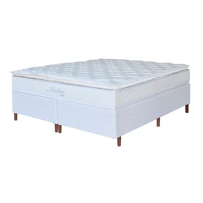 Cama Box Queen Size Itália Pillow Top Molas Ensacadas 69x158x198cm Umaflex Branco