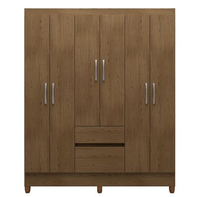 Guarda-Roupa Casal Bartira New Brusque 6 Portas 2 Gavetas Pintura UV Avelã