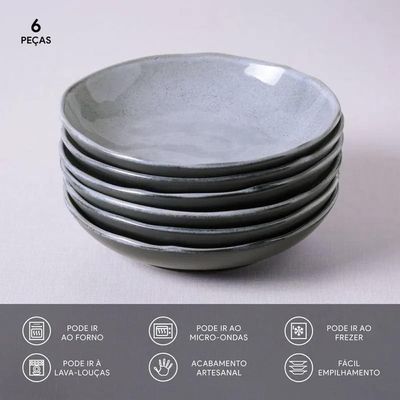 Conjunto de Pratos Fundos Bio Dust 830ml 6 Peças Porto Brasil Grafite