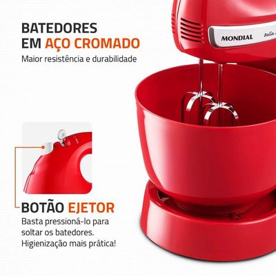 Batedeira Com Pedestal Mondial Premium Bella Massa Inox 500W 220V