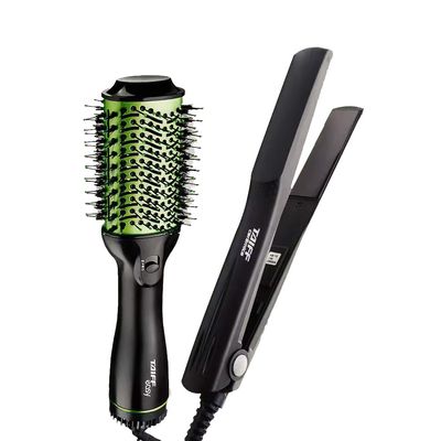 Escova Secadora Taiff Easy Oval 1200W + Chapinha Prancha Taiff Clássica Cerâmica 180°C Verde e Preto / 220V