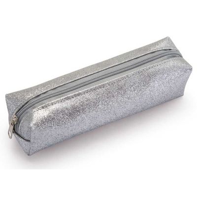 ESTOJO SIMPLES GLITTER PRATEADO WALEU