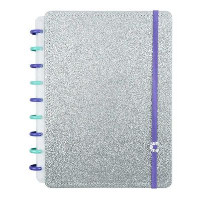 CADERNO MEDIO LETS GLITTER SILVER 2.0 CADERNO INTELIGENTE