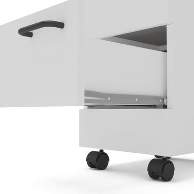 Gaveteiro Osaka 2 Gavetas com Rodízios 51cm Compacto Vertical MDP Politorno Branco