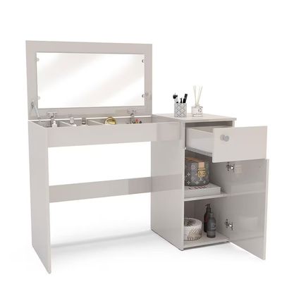 Penteadeira Iracema Espelho RecolhÍvel  Compacta MDP Pintura UV Politorno Off White