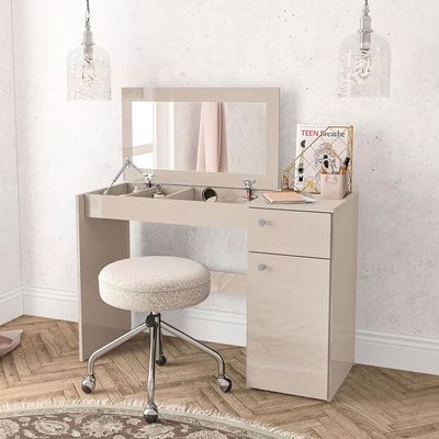 Penteadeira Iracema Espelho RecolhÍvel  Compacta MDP Pintura UV Politorno Off White