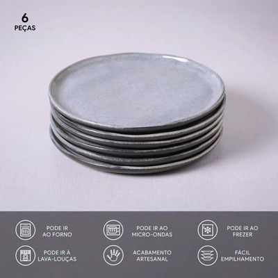 Conjunto de Pratos de Sobremesa Porto Brasil Bio Dust 21,5cm Cinza