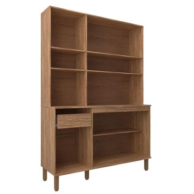 Cozinha Compacta Bartira Topázio 153,1cm 5 Portas 3 Prateleiras Damasco/Grafite