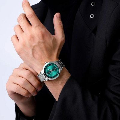 Relógio De Quartzo Masculino Pulseira Em Aço Inoxidável 3atm à Prova D´agua Azul Celeste