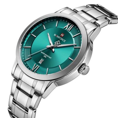 Relógio De Quartzo Masculino Pulseira Em Aço Inoxidável 3atm à Prova D´agua Azul Celeste
