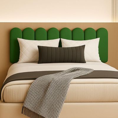 Cabeceira Nuvem Suede Queen Size Com 8 Placas Macias 60x20cm Verde