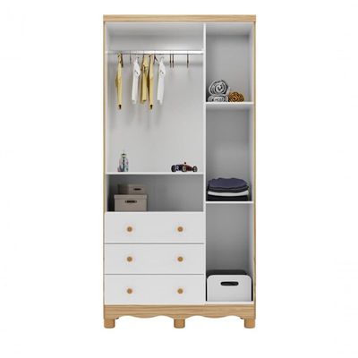 Armário Infantil 3 Portas 3 Gavetas Tedy - Moveis Peroba Amendoa-branco