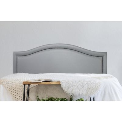 Cabeceira Casal Curva Luxo 140x60 Courino Cinza - Tachas Fumê