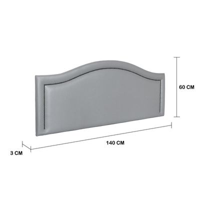 Cabeceira Casal Curva Luxo 140x60 Courino Cinza - Tachas Fumê