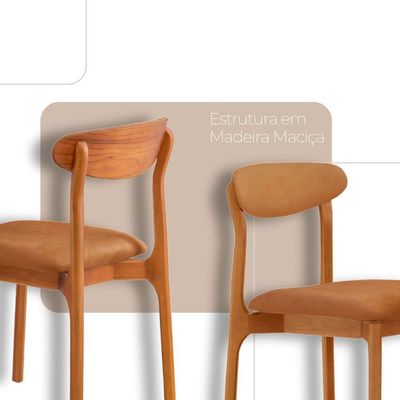 Mesa 135cm Laminado Com 4 Cadeiras Noronha Moderna Star Caramelo Imbuia Naturale